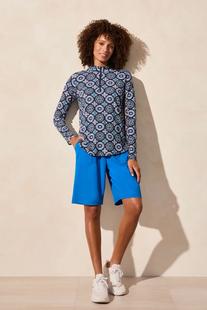Tribal UPF 50+ PERFORMANCE STRETCH LONG SLEEVE QUARTER-ZIP TOP RIVIERA
