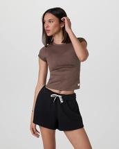 Vuori Women's Halo Baby Tee CHOCOLATEMILKHEATHER
