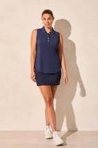 Tribal PERFORMANCE UPF 50+ SLEEVELESS POLO TOP WITH SCALLOP-EDGE RIB JETBLUE