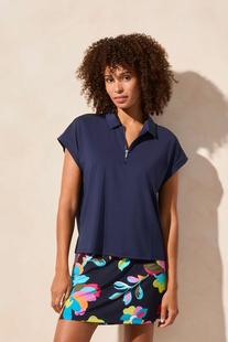 Tribal UPF 50+ TECHNO LUX DOLMAN POLO TOP JETBLUE