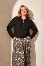 Tribal LINEN BLEND BUTTON-FRONT JACKET WITH CHEST POCKETS BLACK