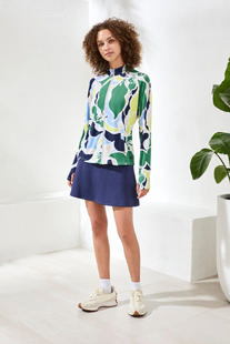 Tribal PRINTED MOCK-NECK CARDIGAN WITH LONG SLEEVES FLORALLIME