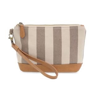 Joy Susan Awning Stripe Wristlet Canvas Bag NEUTRAL