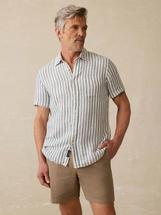Faherty Men's Short-Sleeve Palma Linen Shirt HORIZONIVORYSTRIPE