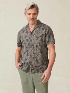 Faherty Men's Short-Sleeve Breeze Camp Shirt GRAPHITERAINFOREST