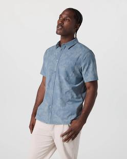Vuori Men's Short Sleeve Bridge Button Down DUSTYBLUEPLUMERIA