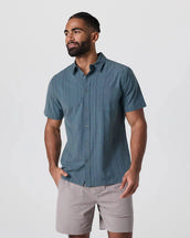 Vuori Men's Short Sleeve Bridge Button Down LIGHTDEEPSEASTRIPE