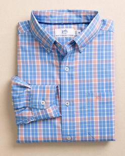 Southern Tide Beckenham Plaid Intercoastal Long Sleeve Sport Shirt BOATBLUE