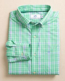 Southern Tide Beckenham Plaid Intercoastal Long Sleeve Sport Shirt JADEGREEN