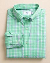 Southern Tide Beckenham Plaid Intercoastal Long Sleeve Sport Shirt JADEGREEN