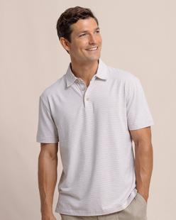 Southern Tide Linen Cotton Sandwave Polo WHITECAPKHAKI