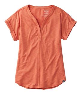 L.L. Bean Women's Streamside Tee, Short-Sleeve Splitneck FADEDORANGE