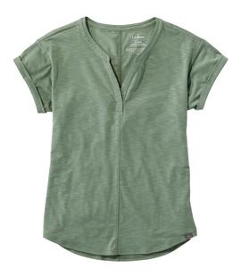 L.L. Bean Women's Streamside Tee, Short-Sleeve Splitneck FADEDSAGE
