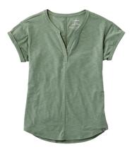L.L. Bean Women's Streamside Tee, Short-Sleeve Splitneck FADEDSAGE