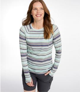 L.L. Bean Women's Everyday SunSmart Tee, Crewneck Long-Sleeve Stripe COOLSEABLUESTRIPE
