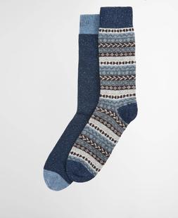 BARBOUR FAIR ISLE SOCK 2 PACK MIDNIGHTOAKMIX