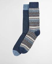 BARBOUR FAIR ISLE SOCK 2 PACK MIDNIGHTOAKMIX