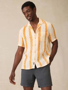 Faherty Men's Short Sleeve Shibori Palma Linen Shirt - Citrus Valley CITRUSVALLEY