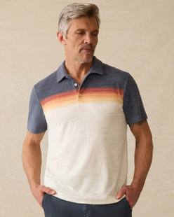 Faherty Men's Faherty Cabana Towel Terry Surf Stripe Polo TWILIGHTSHOREOMBRE