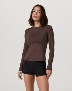 Vuori Women's Long Sleeve Lux Crew Tee JAVA