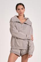 Elan Women's Oversized 1/4 Zip Pullover HEATHERGREY
