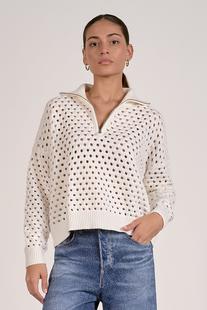 Elan Women's Crochet Knit Sweater WHITE