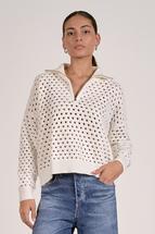 Elan Women's Crochet Knit Sweater WHITE