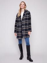 Charlie B Plaid Bouclé Coat NAVY