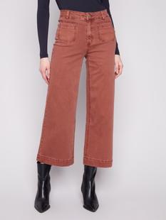 Charlie B Patch Pocket Flare Twill Pants SEPIA