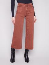 Charlie B Patch Pocket Flare Twill Pants SEPIA