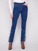 Charlie B Bootcut Jeans With Floral Embroidery INDIGO