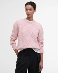 Barbour Women's Burne Argyle Crew Neck Jumper PINKBLUSH