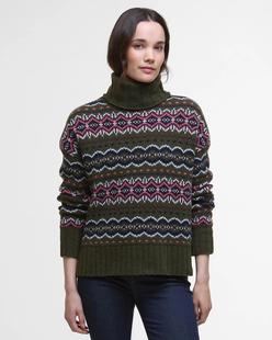Barbour Women's Helen Fair isle Roll-Neck Jumper OLIVEMULTI