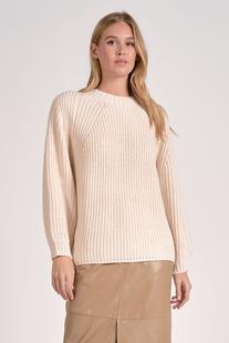 Elan Women's Relaxed Ribbed Crew Neck Sweater OFFWHITE