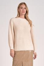 Elan Women's Relaxed Ribbed Crew Neck Sweater OFFWHITE
