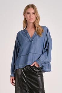 Elan Women's Popover Blouse BLUEDARKWASH