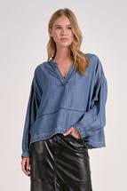 Elan Women's Popover Blouse BLUEDARKWASH