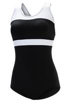 Women's Aquashape Black and White Color Block Conservative BK/WH
