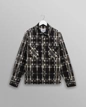 Wax London Whiting - Black And Ecru Glitch Check Overshirt BLACK/ECRU