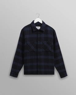 Wax London Whiting - Navy And Blue Skate Check Overshirt NAVY/BLUE