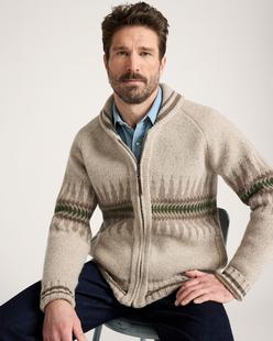 Pendleton Men's Sawtooth Buck Lambswool Zip Cardigan SAWTOOTHOATMEAL
