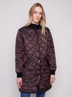 Charlie B Long Quilted Puffer Jacket MOCHA