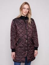 Charlie B Long Quilted Puffer Jacket MOCHA
