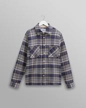 Wax London Whiting Overshirt - Basket Weave BLUE/ECRU