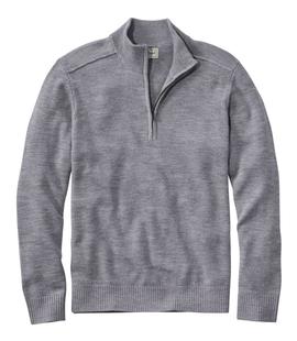 L.L. Bean Men's Essential Merino Sweaters, Quarter-Zip GRAYHEATHER