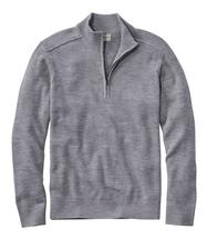 L.L. Bean Men's Essential Merino Sweaters, Quarter-Zip GRAYHEATHER
