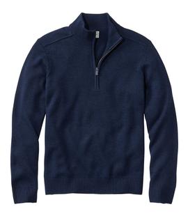 L.L. Bean Men's Essential Merino Sweaters, Quarter-Zip NAVYHEATHER
