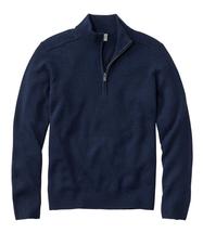 L.L. Bean Men's Essential Merino Sweaters, Quarter-Zip NAVYHEATHER