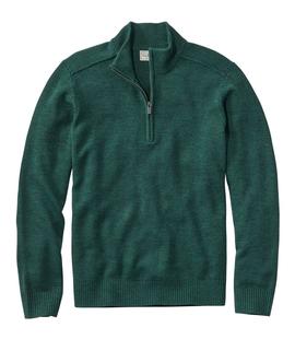 L.L. Bean Men's Essential Merino Sweaters, Quarter-Zip PINEGREENHEATHER