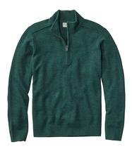 L.L. Bean Men's Essential Merino Sweaters, Quarter-Zip PINEGREENHEATHER